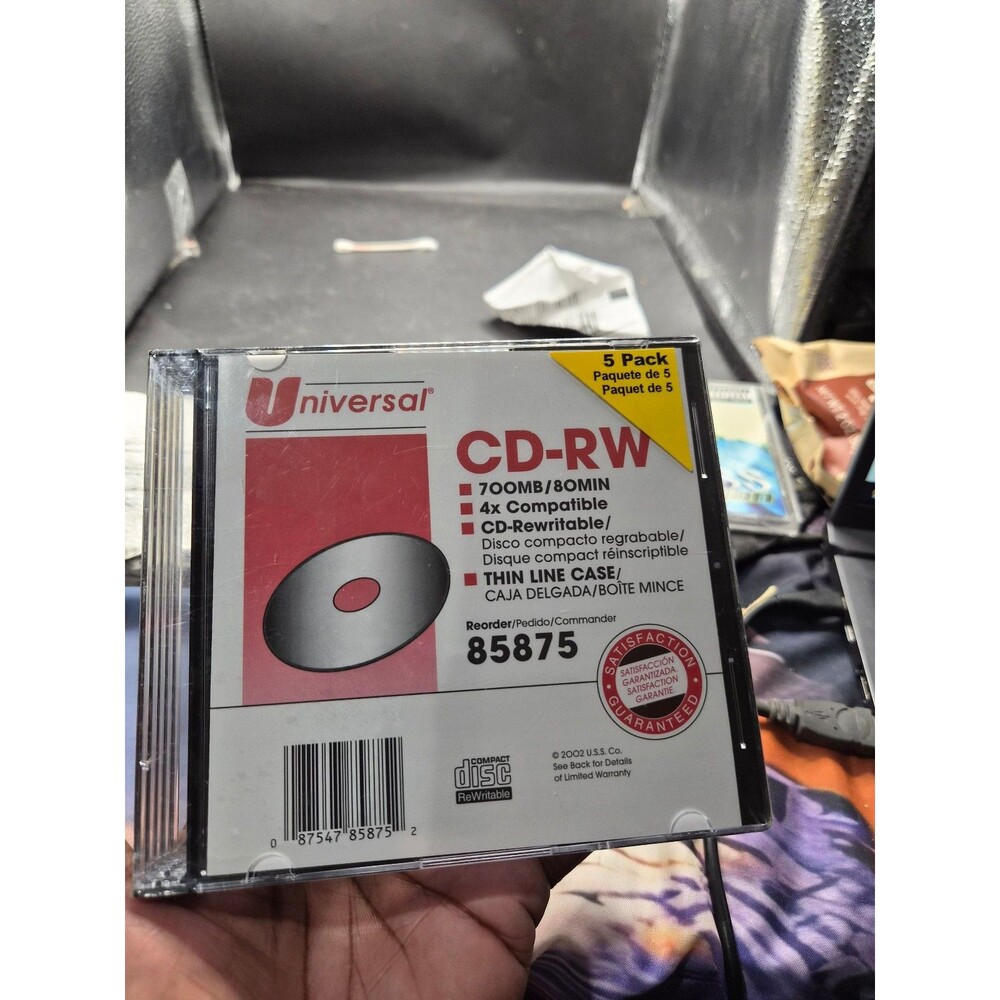 Universal CD-RW 5 Pack 700MB/80Min Rewritable Discs New Sealed Slim Cases